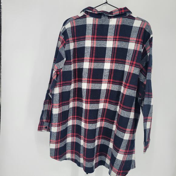 Boohoo Maternity Womens Sz 12 Blue and Red Plaid Button Up Long Sleeve Shirt NEW - Picture 6 of 6